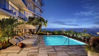 Austin Residences Private Pool deck taken at night