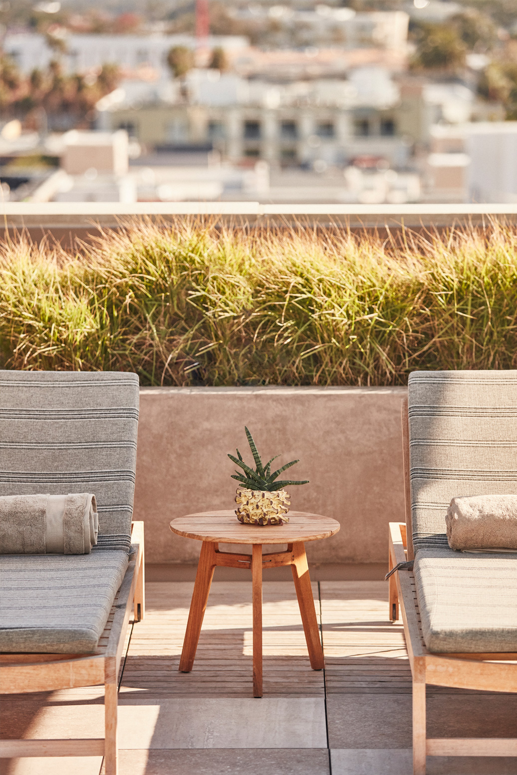Pool deck close up of two lounge chairs