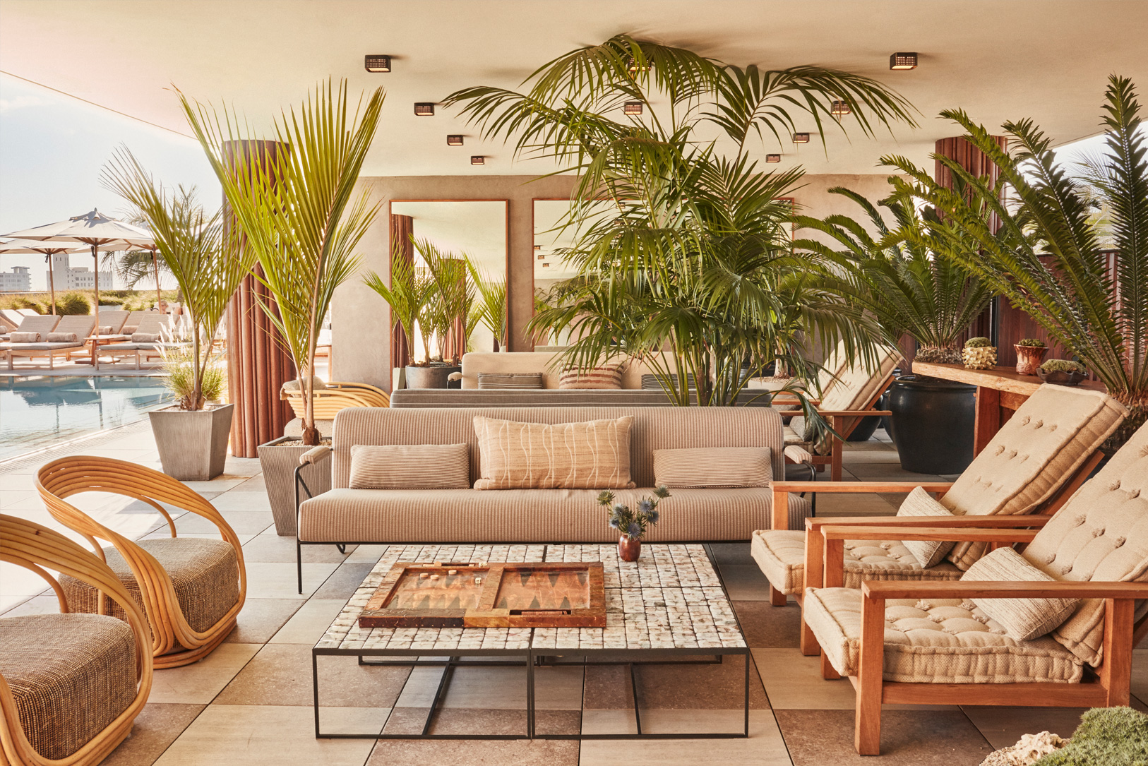 Santa Monica Proper pool deck lounge