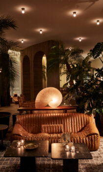 Cozy lounge with warm lighting