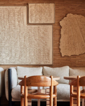 Indoor couch seating at Calabra Rooftop