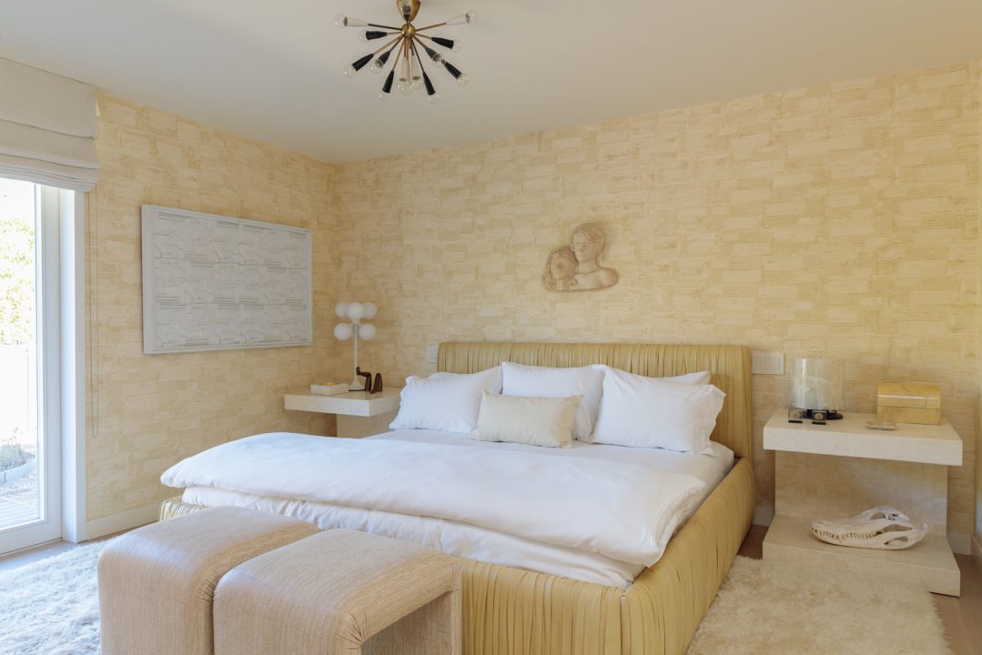 Malibu beach house bed room with king sized bed