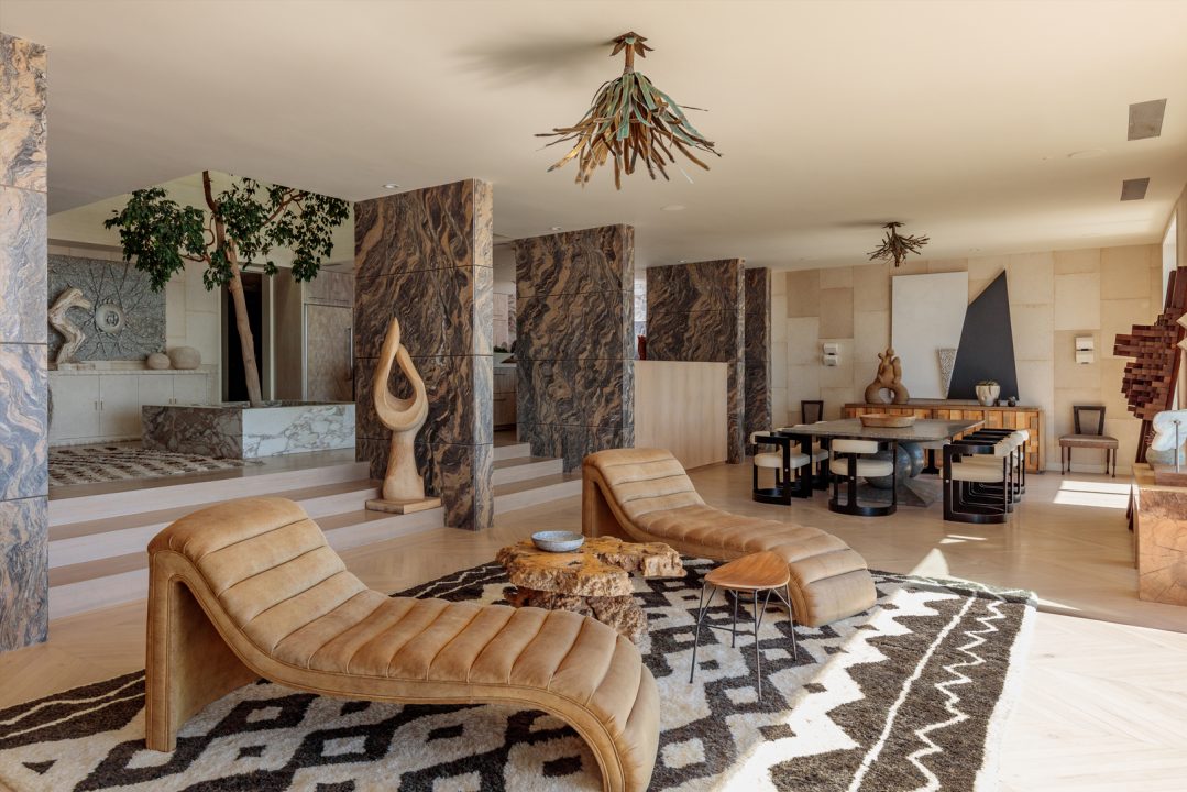 Malibu Beach House living space with two chairs
