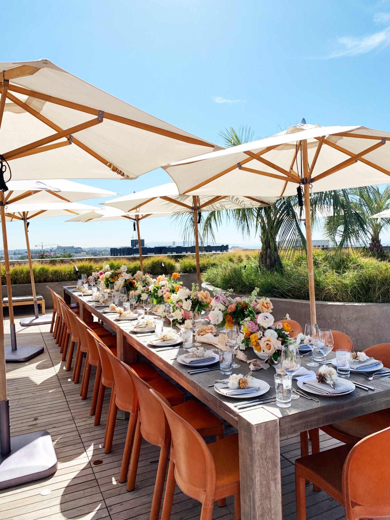 Calabra Rooftop Special Event long table set up
