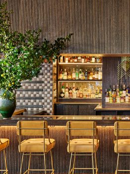 Sophisticated cocktail bar with artisan tilework, curated spirits, and modern lounge seating in Downtown LA