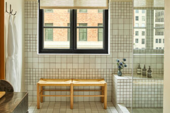 Downtown LA Proper bathroom with bench and aesop amenities
