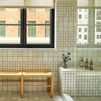 Downtown LA Proper bathroom with bench and aesop amenities