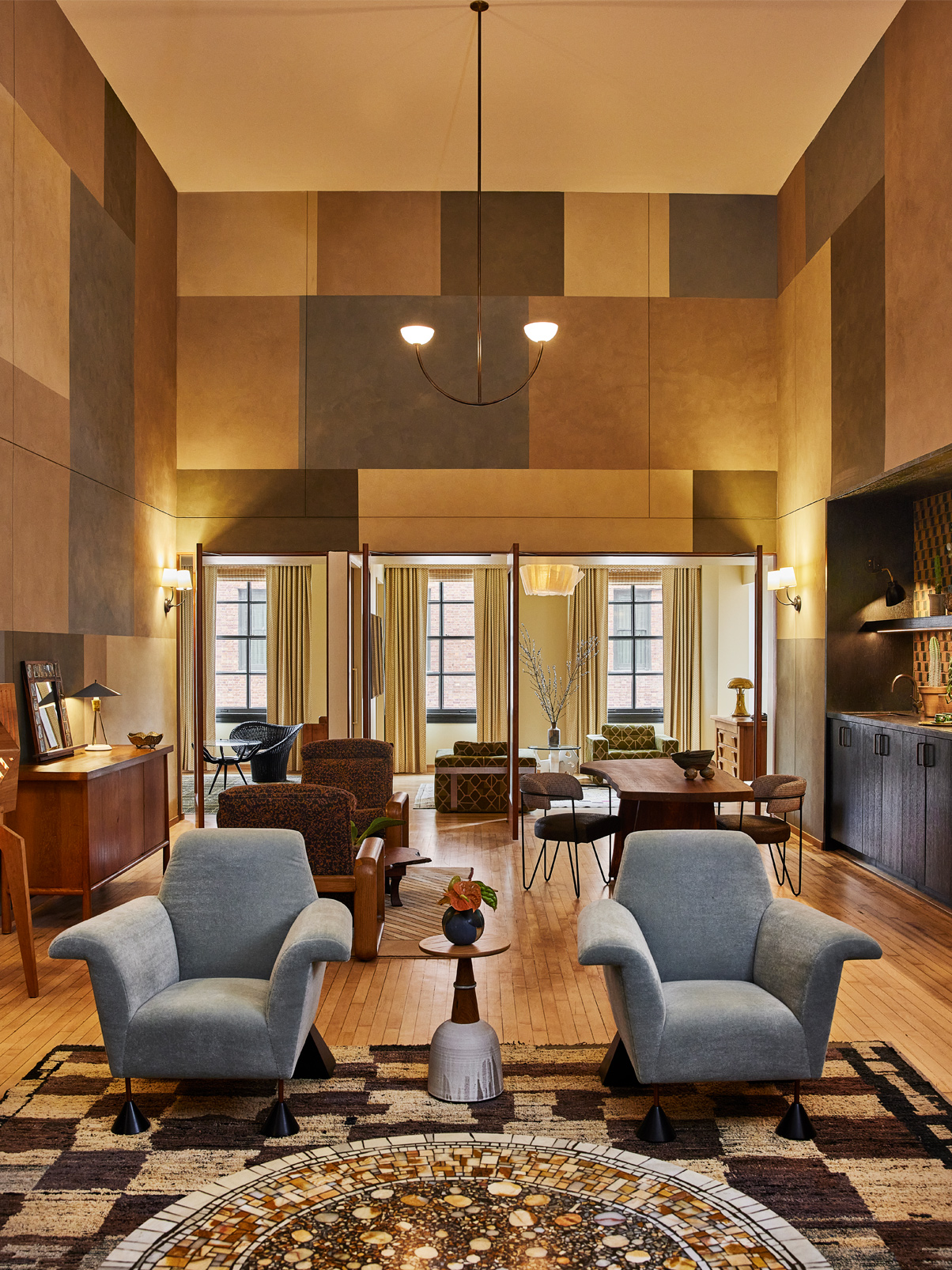 Basketball Court Suite living room and dining area