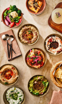 Mediterranean style dishes at calabra rooftop