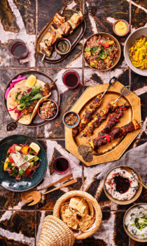 Mediterranean style dishes at calabra rooftop