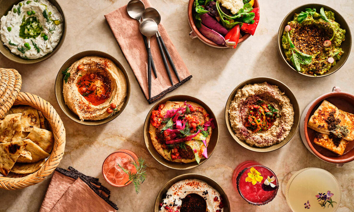 Mediterranean style dishes at calabra rooftop