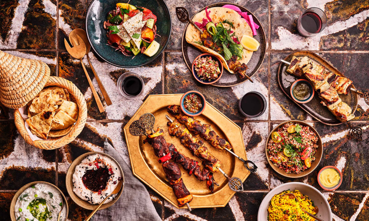 Mediterranean style dishes at calabra rooftop