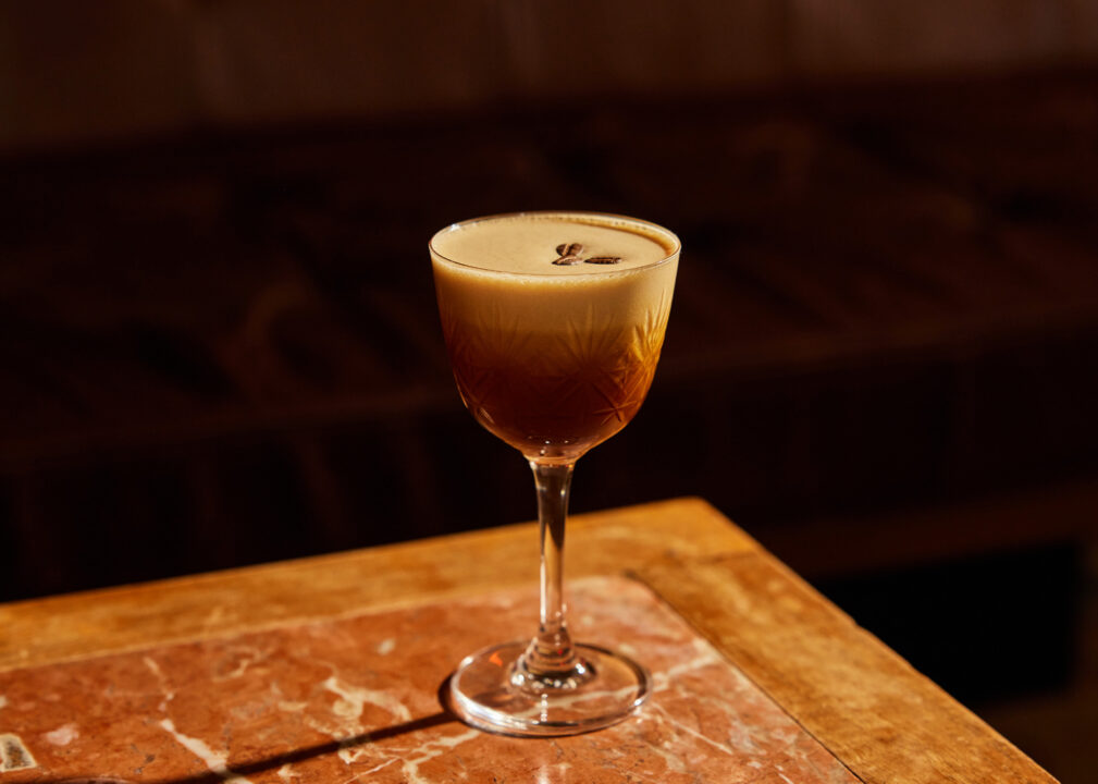 Espresso martini on a marble table