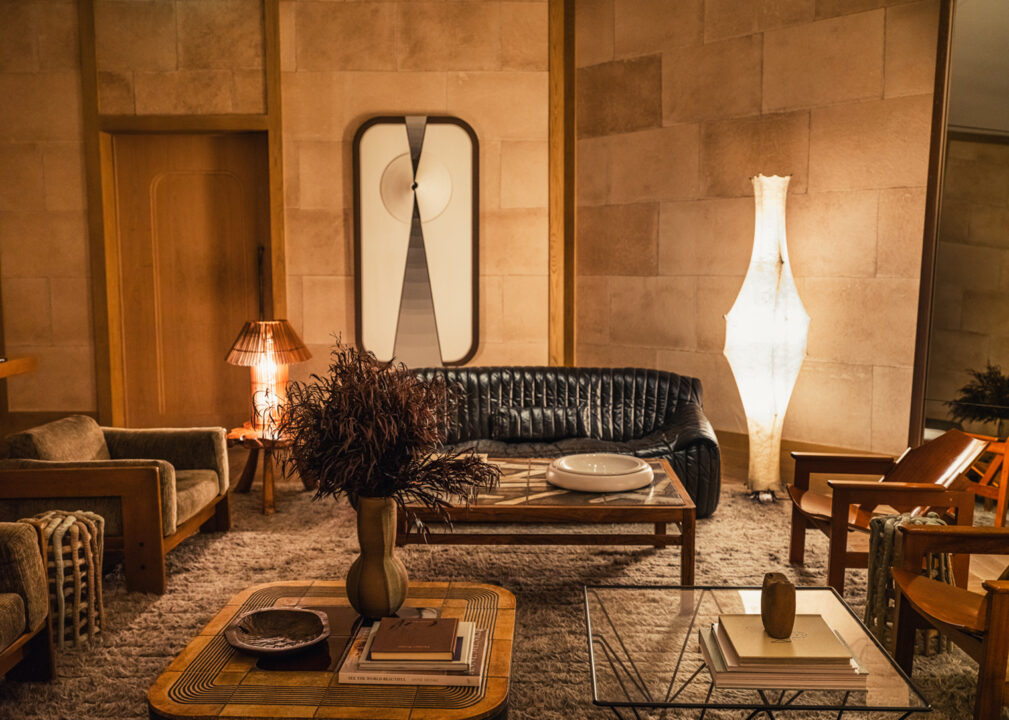 Warm and inviting lounge space with designer furnishings and ambient lighting