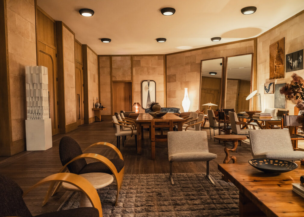 Spacious private lounge with curated décor and sophisticated seating areas