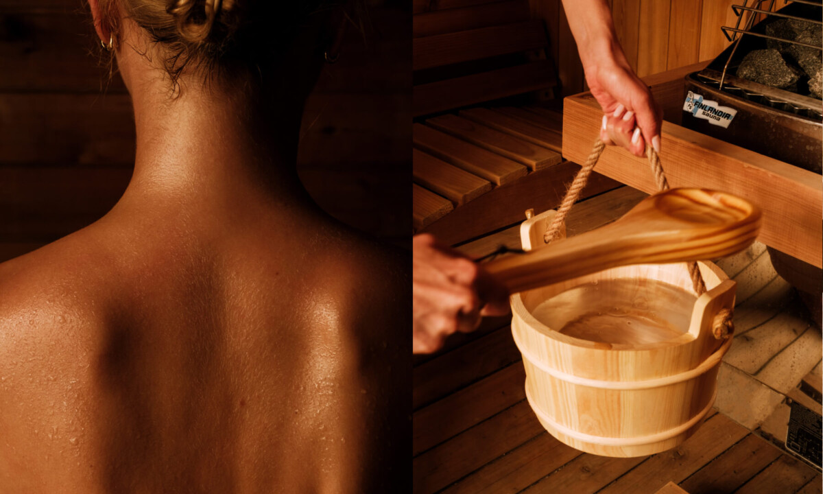 Sauna ritual with water and steam