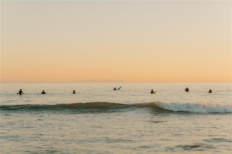Santa monica surfers in the water