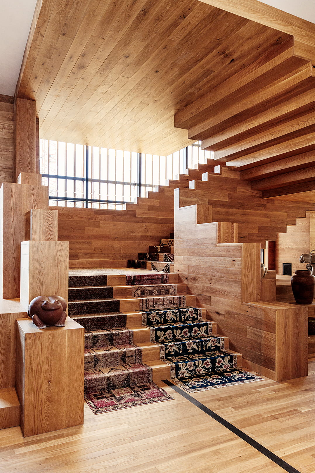 Lobby Staircase with artfully designed Vases