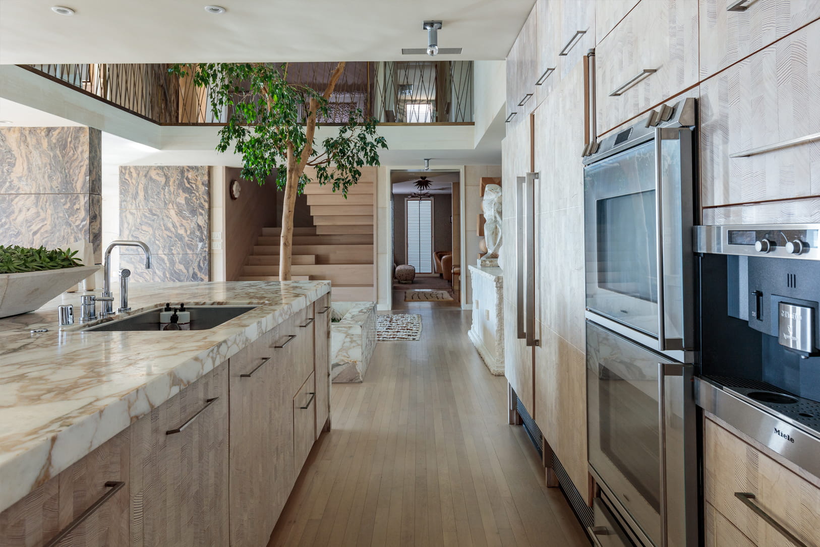 Malibu Beach House gourmet kitchen with marble counter tops
