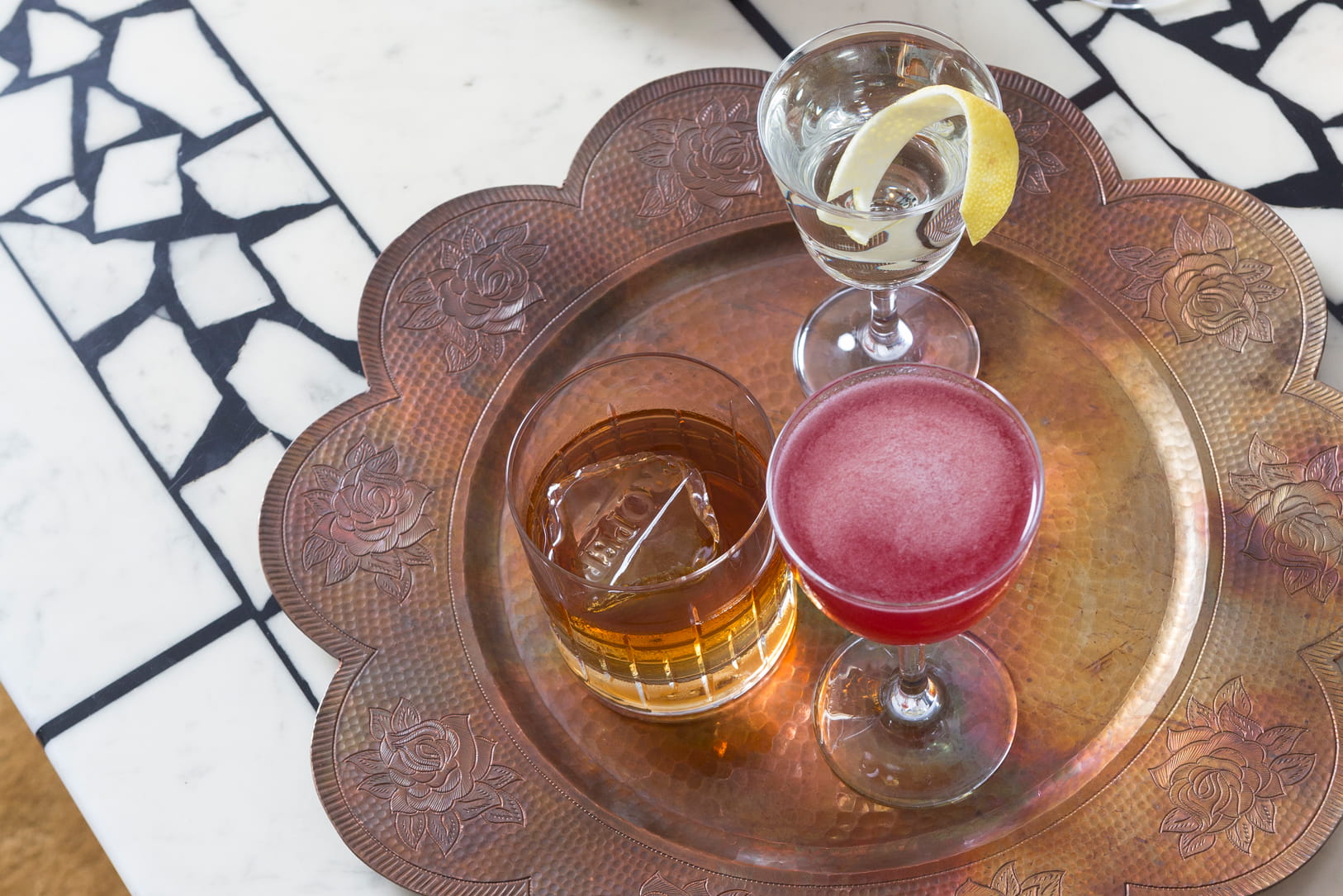 close up shot of mixed drinks served in the lobby lounge